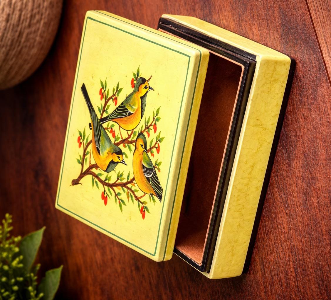 Papier mache box ,Wooden jewellery box, handmade trinket box, unique jewellery 